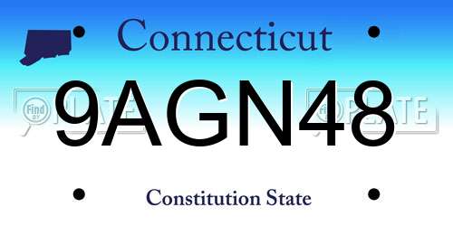 9AGN48 Connecticut License Plate