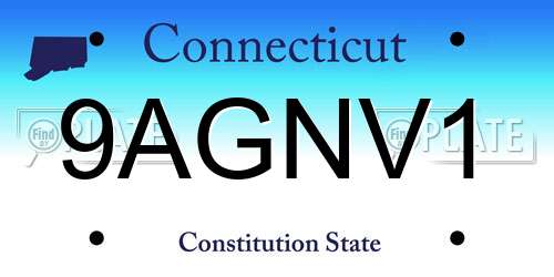 9AGNV1 Connecticut License Plate