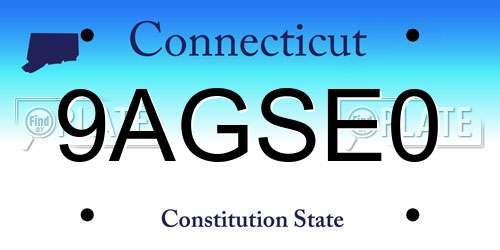 9AGSE0 Connecticut License Plate