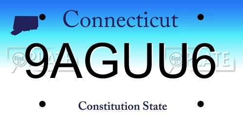 9AGUU6 Connecticut License Plate