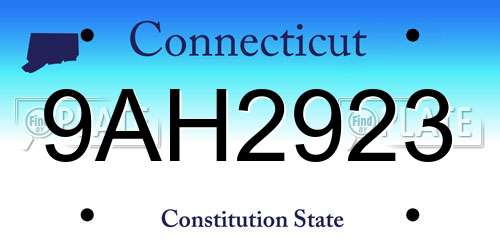9AH2923 Connecticut License Plate