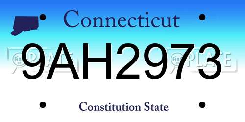 9AH2973 Connecticut License Plate
