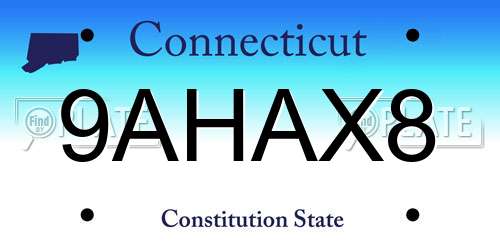 9AHAX8 Connecticut License Plate