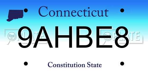9AHBE8 Connecticut License Plate