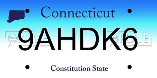 9AHDK6 Connecticut License Plate