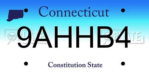 9AHHB4 Connecticut License Plate