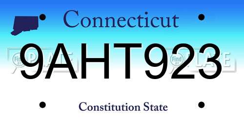 9AHT923 Connecticut License Plate