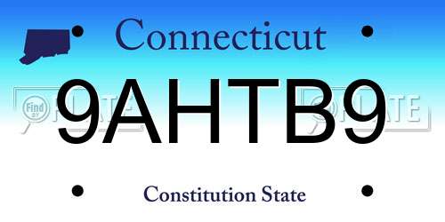 9AHTB9 Connecticut License Plate