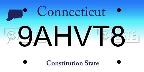 9AHVT8 Connecticut License Plate