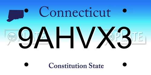 9AHVX3 Connecticut License Plate