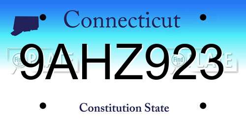 9AHZ923 Connecticut License Plate