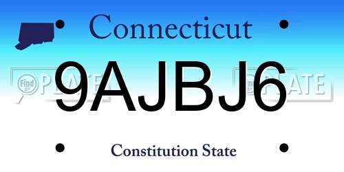 9AJBJ6 Connecticut License Plate