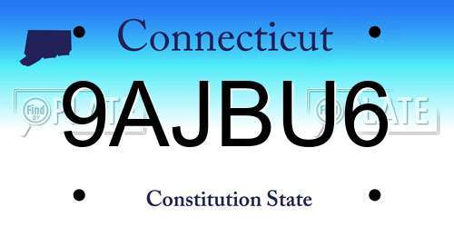 9AJBU6 Connecticut License Plate