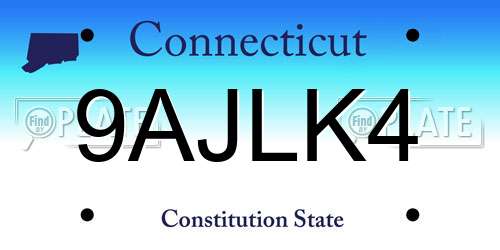 9AJLK4 Connecticut License Plate