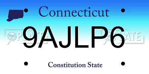 9AJLP6 Connecticut License Plate