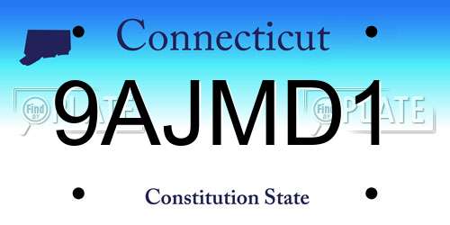 9AJMD1 Connecticut License Plate
