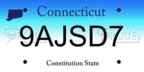 9AJSD7 Connecticut License Plate