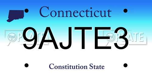 9AJTE3 Connecticut License Plate