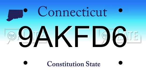 9AKFD6 Connecticut License Plate