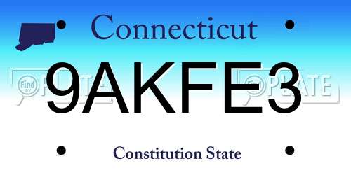 9AKFE3 Connecticut License Plate
