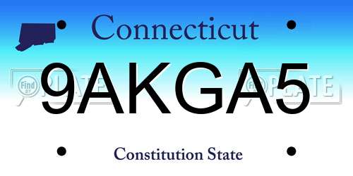 9AKGA5 Connecticut License Plate