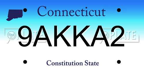9AKKA2 Connecticut License Plate