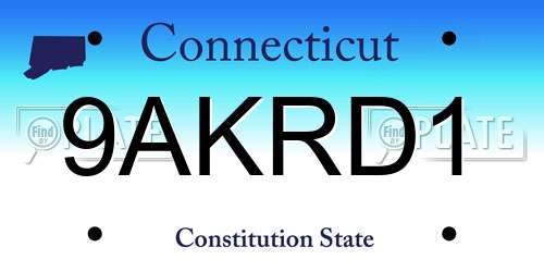 9AKRD1 Connecticut License Plate