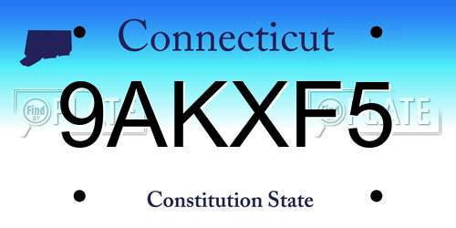 9AKXF5 Connecticut License Plate