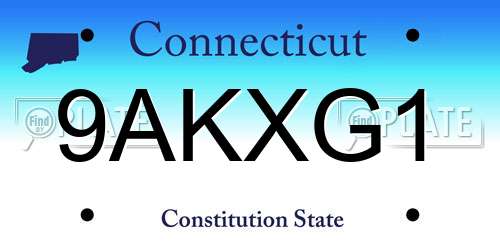9AKXG1 Connecticut License Plate