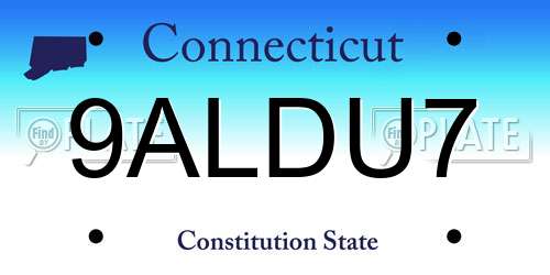 9ALDU7 Connecticut License Plate