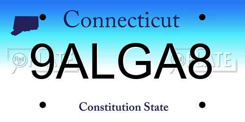 9ALGA8 Connecticut License Plate