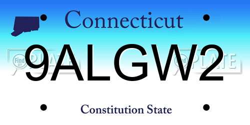 9ALGW2 Connecticut License Plate