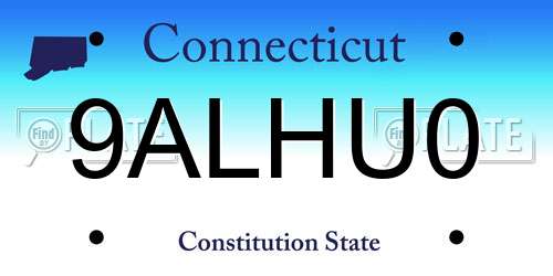 9ALHU0 Connecticut License Plate