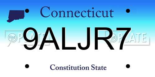 9ALJR7 Connecticut License Plate