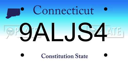 9ALJS4 Connecticut License Plate