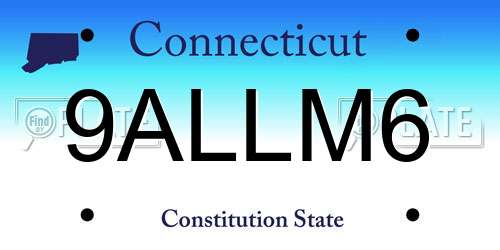 9ALLM6 Connecticut License Plate