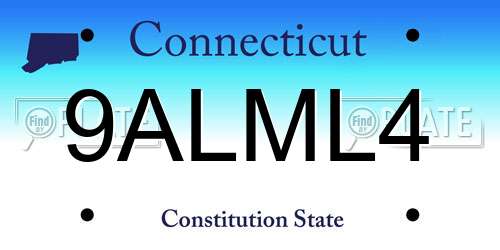 9ALML4 Connecticut License Plate