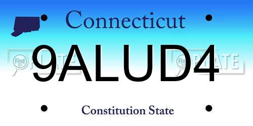 9ALUD4 Connecticut License Plate