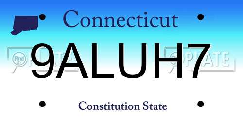 9ALUH7 Connecticut License Plate