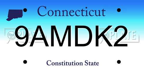 9AMDK2 Connecticut License Plate