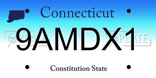 9AMDX1 Connecticut License Plate