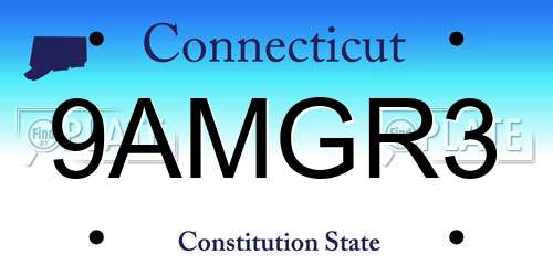 9AMGR3 Connecticut License Plate