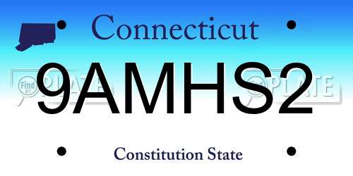 9AMHS2 Connecticut License Plate