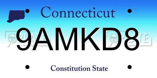 9AMKD8 Connecticut License Plate