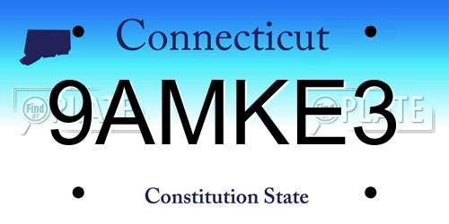 9AMKE3 Connecticut License Plate