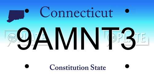 9AMNT3 Connecticut License Plate