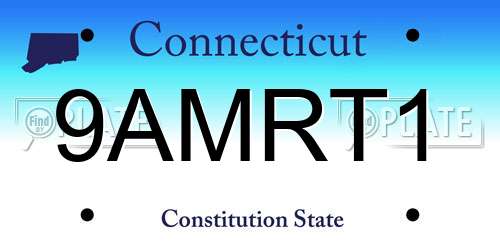 9AMRT1 Connecticut License Plate