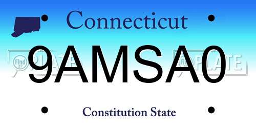 9AMSA0 Connecticut License Plate