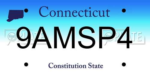 9AMSP4 Connecticut License Plate