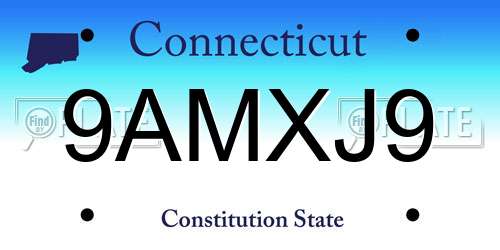 9AMXJ9 Connecticut License Plate